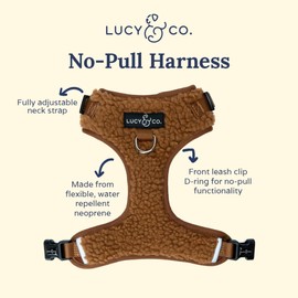 Lucy & Co. Cute No-Pull Cinnamon Teddy Harness - Stop Pulling & Walk Easy - Harness Available in XS-XL for Small, Medium, and Large Dogs - Teddy Brown (X-Large)