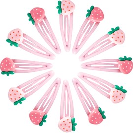 Mxxipp 12pcs Strawberry Hair Clips for Women, Non-Slip Fruit Snap Hair Clips, Cute Strawberry Hair Pin Accessories for Thick Thin Long Short Straight Curly Hair- Light Pink & Dark Pink