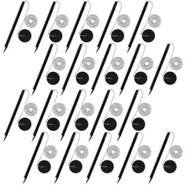 Secure Pen with Adhesive Chain and Security Pen Holder for Home Office Supplies, Black Ink (20 Pieces)