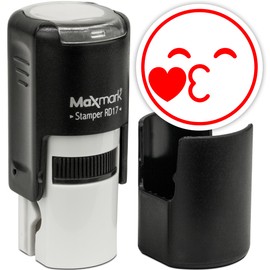 MaxMark Round Self Inking Emoji Stamp - Kiss - Red Ink