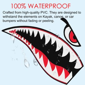 Pegatinas de kayak, PVC impermeables, para boca de dientes de tiburón, para barco de pesca, accesorios de kayak (tiburón tigre volador, 12 pulgadas)