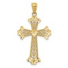 Diamond2Deal 14k Yellow Gold Diamond-cut Polished Filigree Hearts Cross Pendant