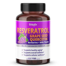Resveratrol with Grape Seed + Quercetin Berberine + Milk Thistle Powerful Anti-Aging (150-day Supply (Pack of 1))