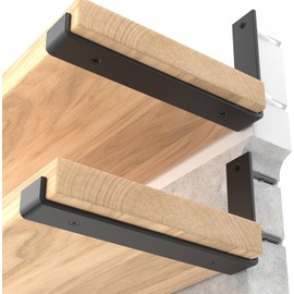 LEOPO 10 inch Shelf Brackets 6-Pack ,1/5 inch Thick Heavy Duty Industrial Bracket for DIY Floating Shelf Support, Black Coated Wall Shelf Support, 9.25” x 6” x 1.5”