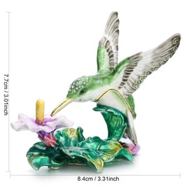 DLXK Caja de regalo de colibrí esmaltada pintada a mano, decoración única para el hogar, recuerdo coleccionable, elegante adorno personalizado hecho a mano (Colibrí-3), FRQ-TB011