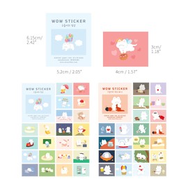 Monolike Wow Sticker The Daily Life of Gureum Ver.1 + Ver.2 Set - Mini Size Cute Stickers, Square Stickers