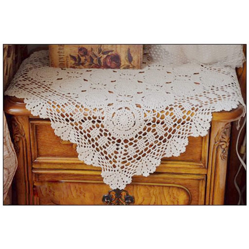 23 Inch Square White 100% HANDMADE Crochet Lace Placemats Doilies