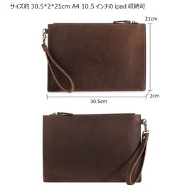 Whatna 2-Way Genuine Cowhide Leather Second Bag, Men's, Clutch Bag, Hand Held Bag, Coin Purse, Bill Holder, Holds 6 Cards, Books, Leather, A4ipad 10.5 Storage, Business, Casual, Formal, Ceremonial
