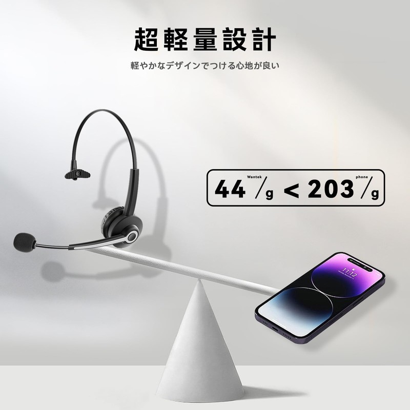 Wantek Headset USB Type-C Single Ear with Noise Cancelling Mic