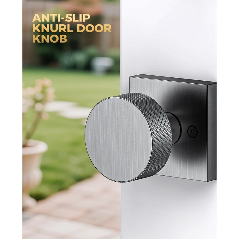 Mensarix Front Door Handle and Deadbolt Set, Steel Gray Front