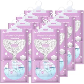 Hanging Dehumidifier, Humidity Pack 8 Packs 95 g, Dehumidifier Cabinet with Moisture Catcher Crystals, for Cabinets, Home, Kitchen, Garage, Moisture, Anti-Mould, Deodorising (Purple)