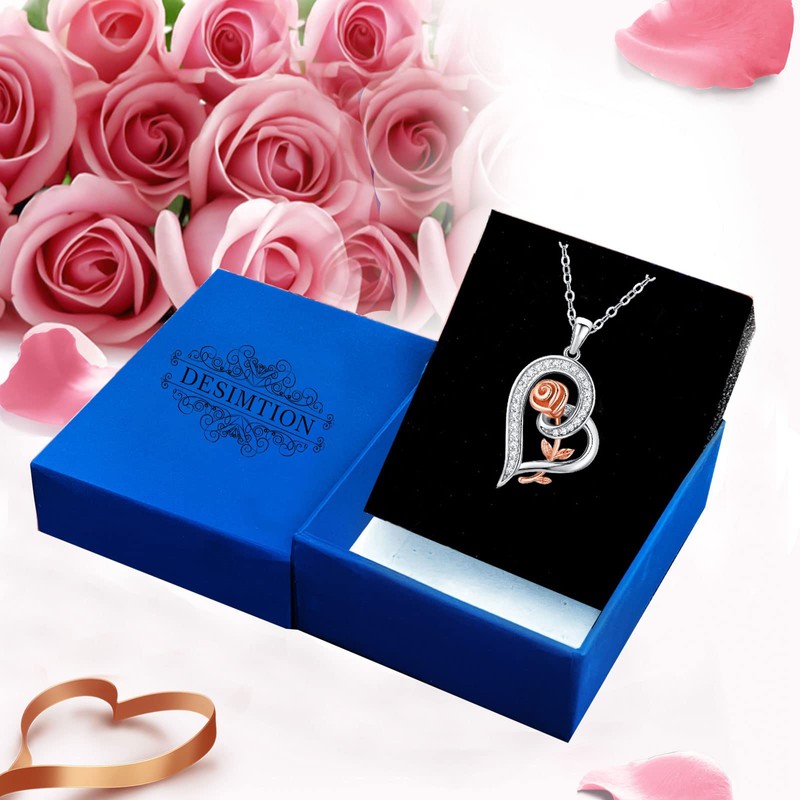 DESIMTION - Collar con Colgante de Plata de Ley 925,
