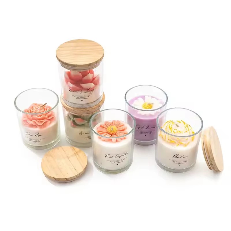 AIKUN Luxury Handmade Peony Flower Scented Candle Soy Wax Glass