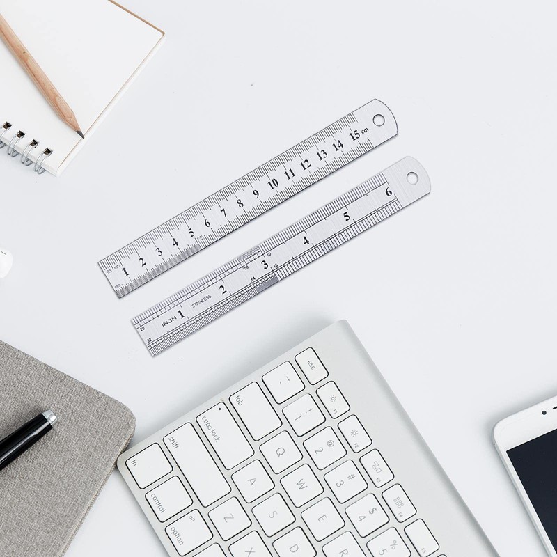 Ruler 15 Cm, Metal Ruler Straight Edge For Cutting Centre