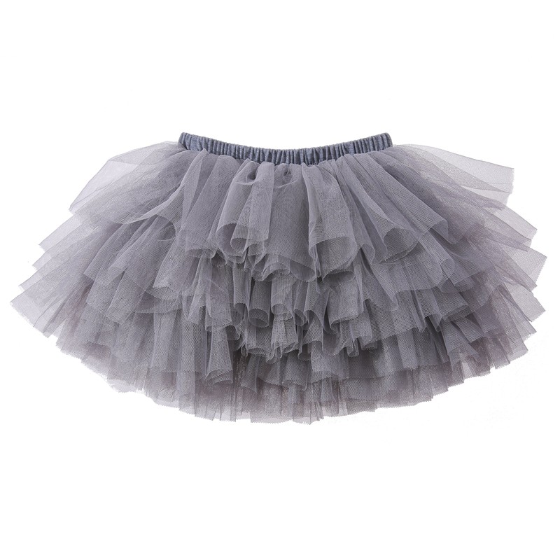 Falda tutú para bebé, 6 capas, tutus 1-8T, Gris, 1-2