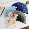 HotoPink 4 PCS Folding Fans with Tassel, Silk-like Fabric and