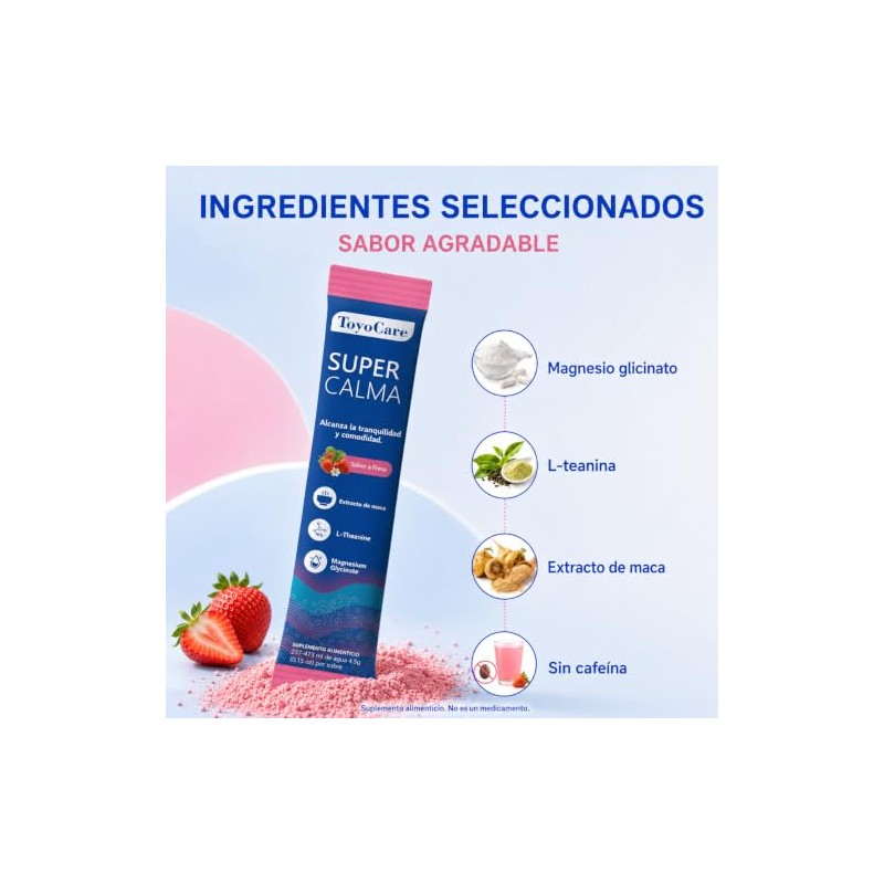 Polvo Sabor Fresa, Supercalm Suplemento Alimenticio, 20 Sobres