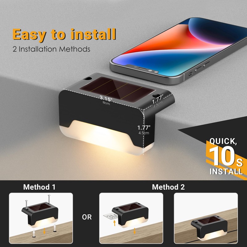 SOLPEX Solar Deck Lights, Solar Step Lights for Outside Waterproof