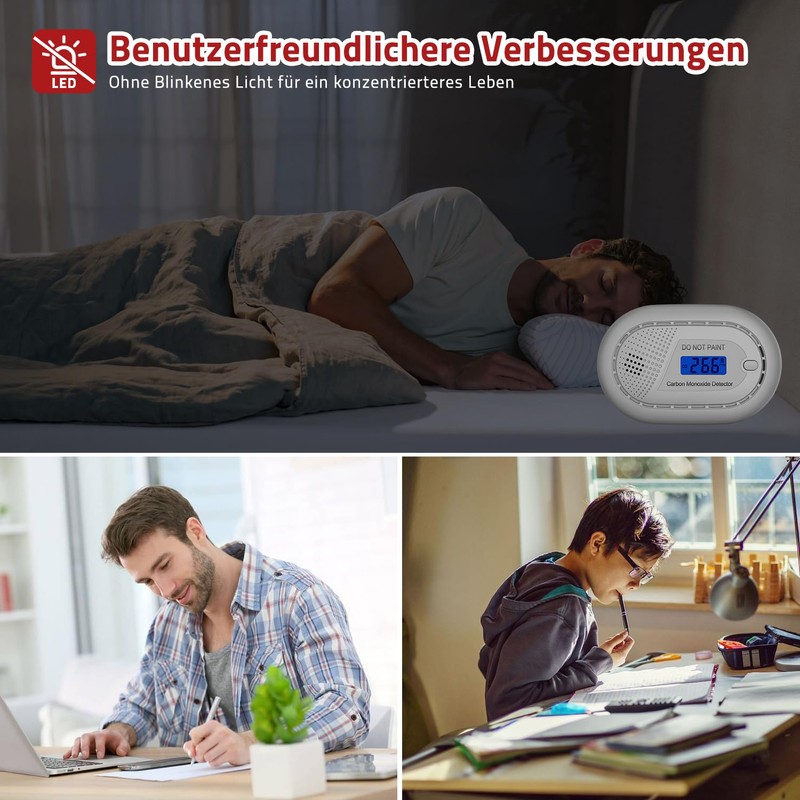 Runidur Carbon Monoxide Detector Portable 10 Year Service Life, Co