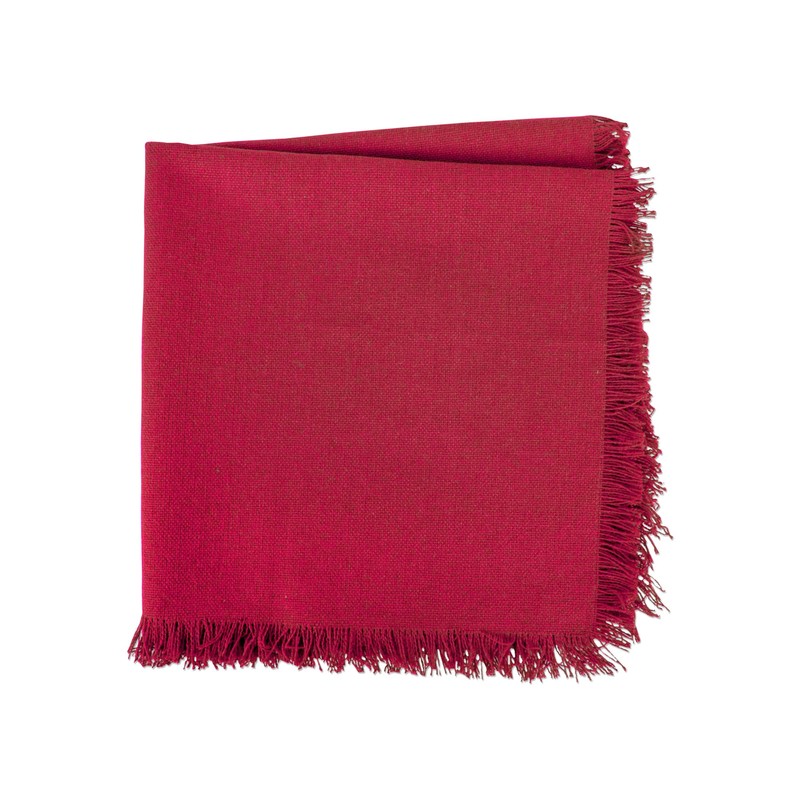 DII Everyday Collection, Fringed Solid Tabletop, Napkin Set, Wine, 6