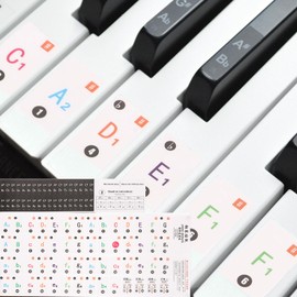 MECCANIXITY Piano Keyboard Stickers for 88/76/61/54/34 Keys, Letter Key Sticker Piano Notes Guide Removable for Beginners Learning