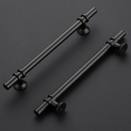 Ravinte 30 Pack 8-13/16 Inch Cabinet Pulls Kitchen Cupboard Handles with Round Base Matte Black Drawer Pulls Cabinet Handles 8-13/16" Length,6-1/4" Hole Center