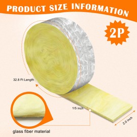 2 Roll Pipe Insulation Tape, Winspeed 3"W x 1"D x 32.8"L Thicker Ductwork Insulation Wrap Outdoor PVC Pipe Insulation Wrap for Winter Freeze Protection Tape AC Copper Pipe Insulation Wrap with Gloves
