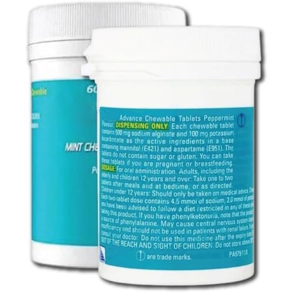 GAV Advance Mint Chewable Tablets 60 Count Mint Acid Reflux