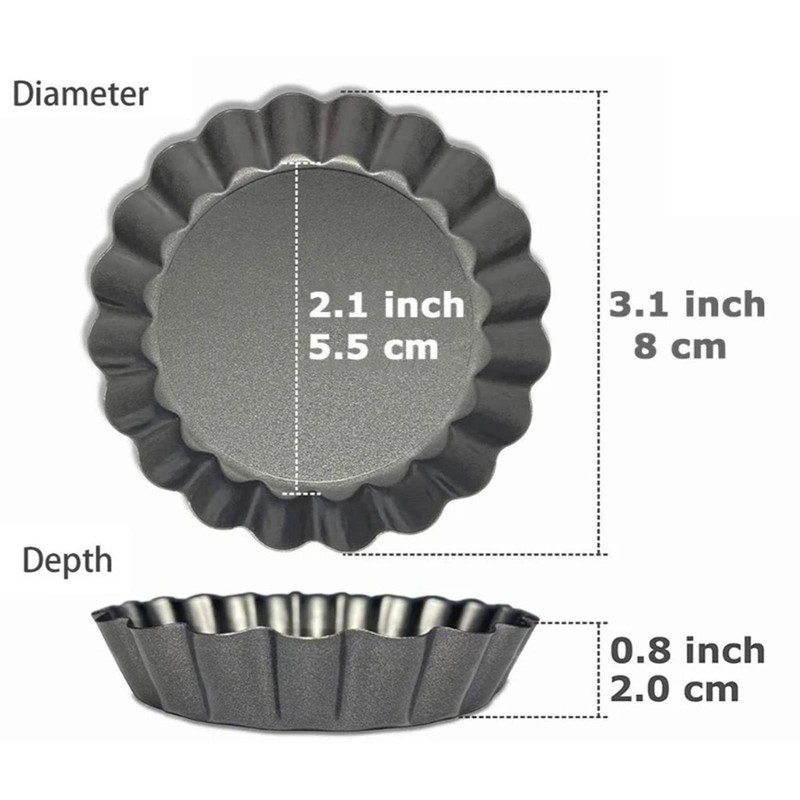 6 Pieces Tart Pan with Removable Base Non-Stick Carbon Steel