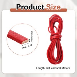 uxcell Flat Leather Cord, 3.3 Yard 3mm Leather String Strips Lacing for DIY Crafts Making Bracelet Purse Strap, Red