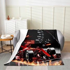 All Season Race Sports Car Bed Blanket Kids,Extreme Sports Theme Fleece Throw Blanket Automobile Flannel Fuzzy Blanket for Kids Boys Girls,Microfiber Plush Blanket Room Decor Twin 60"x80"