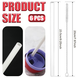 40 oz Replacement Straws for Owala Water Bottle, 6PCS Reusable Plastic Straws with Cleaning Brush for Owala FreeSip Flip Insulated Stainless Steel Bottle 40oz Tumbler Cup Accessories Parts (White)