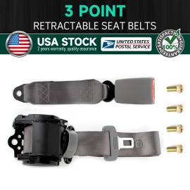 MGT Retractable 3 Point Safety Seat Belt Car Vehicle Adjustable Belt Kit Straps