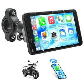 Slakerbe Portable CarPlay Screen for Motorcycle, 4.7 Inch Motorcycle Wireless CarPlay & Android Auto Motorcycle DVR Stereo Supports GPS Navigation Bluetooth Transmission