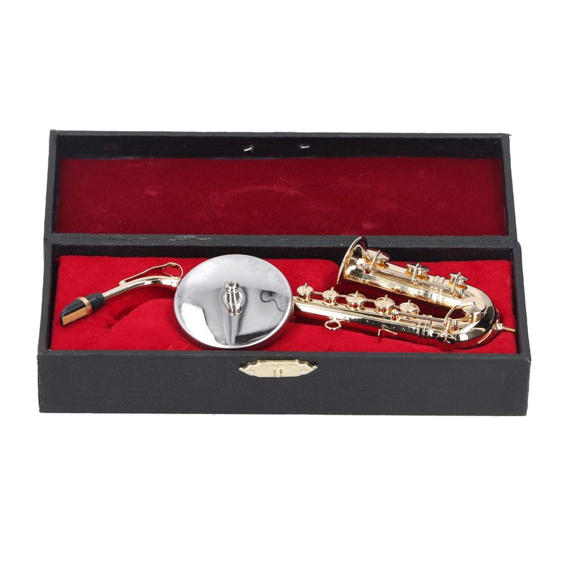 Miniature Copper Saxophone Model with Stand Mini Musical Instrument Ornaments
