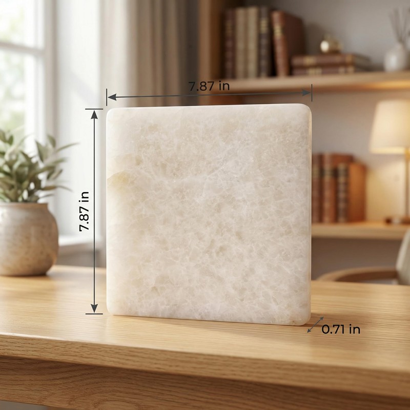 Natural White Quartz Cutting Board, 7.9" x 7.9" x 0.7"