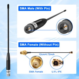 Gbformat 868MHz LoRa Antenna 10dBi Gain for Meshtastic LoRa Long Range Soft Whip Antenna, SMA Plug 195 mm + (U.FL IPX) to SMA Female Cable for ESP32, LoRa 32 V3, LoRa32u4 II (Pack of 2)