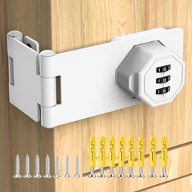 YogePote 90 Degree Cabinet Locks with Combination, Mechanical Folding Door Latch, Keyless Password Rotary Hasp Latch Lock for Office File Cabinet, Drawers, Locker, Small Door, Cupboard (1, White)