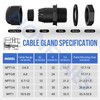 PIONFYNES 52PCS Cable Gland 3-25mm Waterproof Adjustable 1/4'', 3/8'', 1/2'',