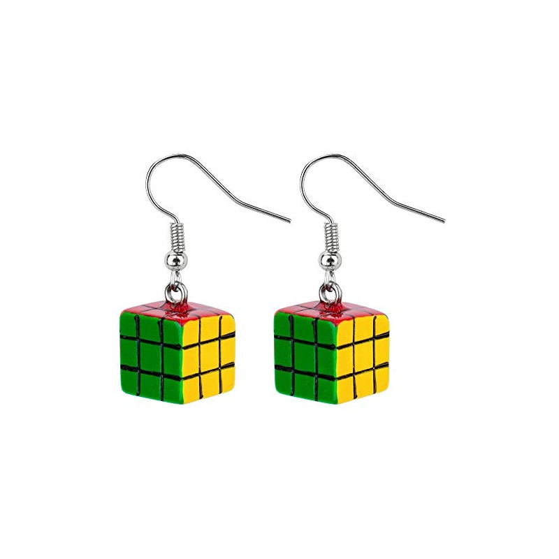 Drop Earring Rubix Cube Made With Acrylic by JOE COOL
