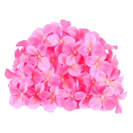 Didiseaon Flower Swim Cap Petal Shower Cap for Women Girls Three-Dimensional Floral Petal Stylish Bathing Hat Retro Handmade Swimming Hat for/Short Hair, Pink