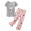 PNAEONG Women Pajama Set Sleepwear Tops with Capri Pants Casual