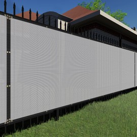 TANG Sunshades Depot Grey/Gray 5'x5' 150 GSM with Zipties Privacy Fence Screen Commercial Construction Site Windscreen Residential Chainlink Fence Netting Cover Privacy Blockage Excellent Airflow