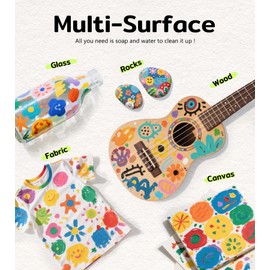 TMOL Washable Paint for Kids 12 Colors, Non-Toxic, Safe & Washable for Toddlers, Tempera Paint with Brushes, Palette & Bucket, School Project Art Supplies