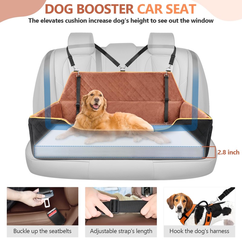 XIEEAOZEE Dog Car Bed Booster, Comfortable Travel Seat for Large/Medium