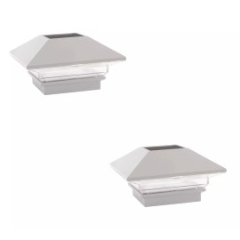 Deckorators 2-Pack Deckorators Solar Light 3 x 3 in White Pyramid Post Cap for 2.5" Post