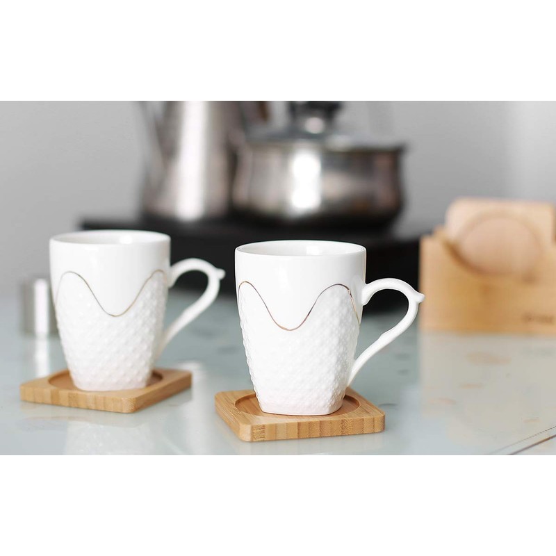 TAKEMI TM-CT6 Coasters with Storage Case, Natural Material, Set of