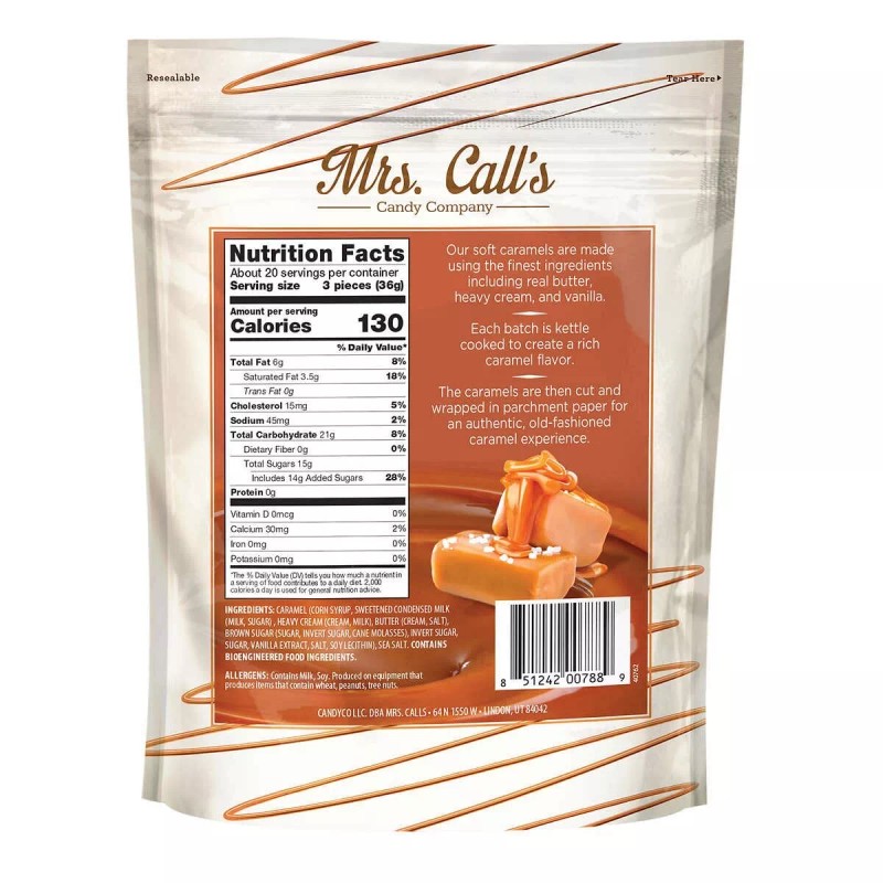 Mrs. Calls Kettle Cooked Sea Salt Soft Caramels 25 oz,