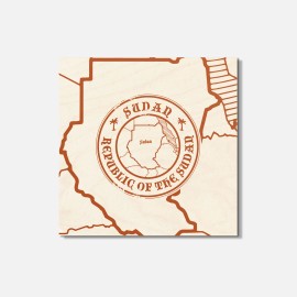 Unbranded Sudan Map Grunge 4'' X 4'' Square Wooden Coaster