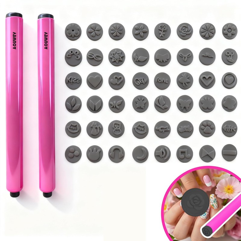 AOUWEY 48 Pcs Nail Stamp Pen Set